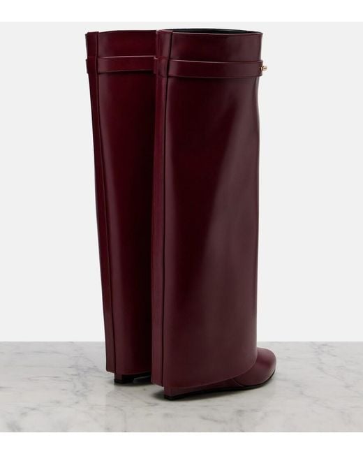 Givenchy Purple Shark 95 Leather Knee-High Boots