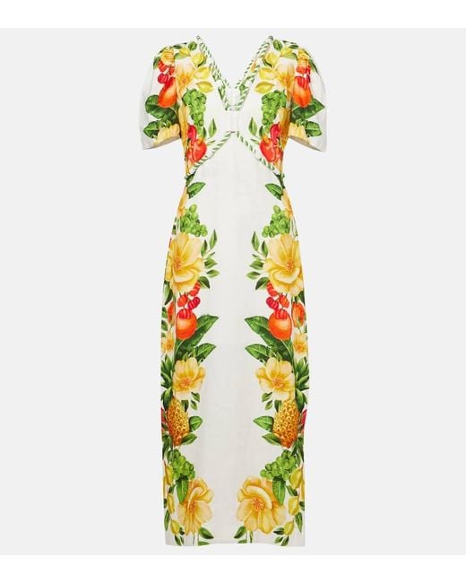 Farm Rio Metallic Maxikleid Aus Leinen