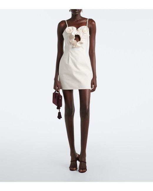 Magda Butrym Natural Floral-Applique Cotton Minidress