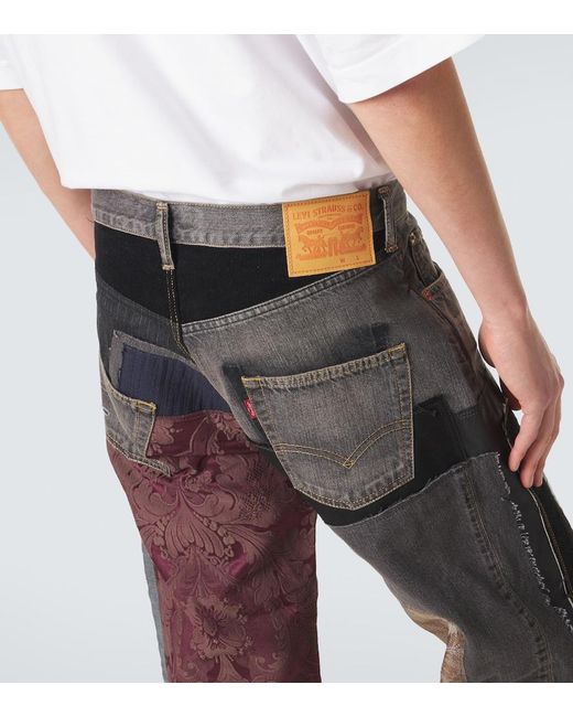 Junya Watanabe Gray X Levi's Patchwork Wide-Leg Jeans for men