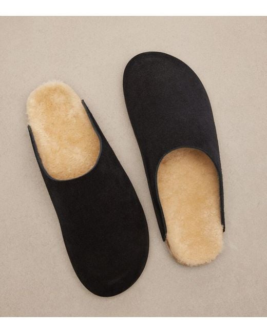The Row Black Hudson Two Suede Mules
