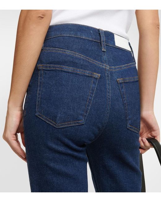 Jeans Rectos 70S Stove Pipe De Tiro Alto Re/done de color Blue