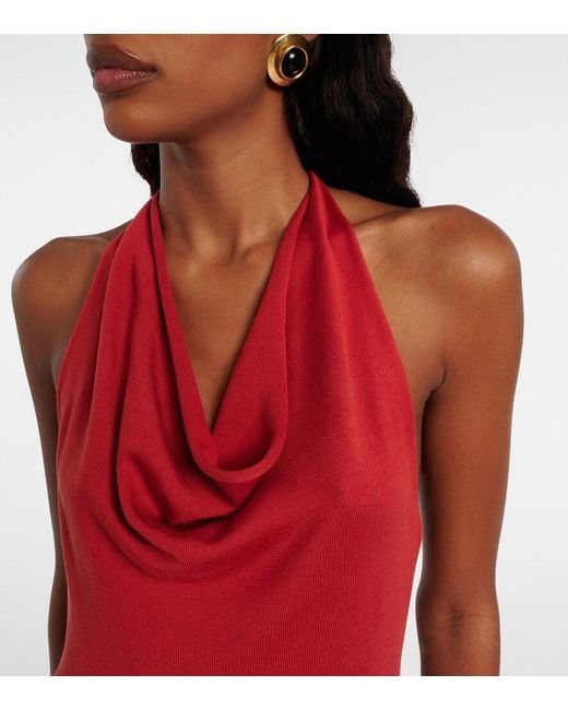 AYA MUSE Red Scarf-Detail Silk-Blend Jersey Gown