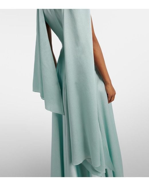 Solace London Blue Emelia Scarf-Detail Satin Gown