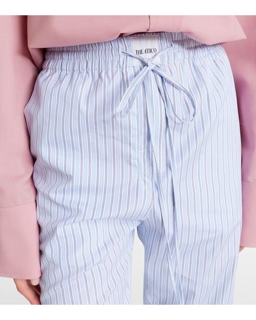 The Attico Blue Striped Cotton Tapered Pants