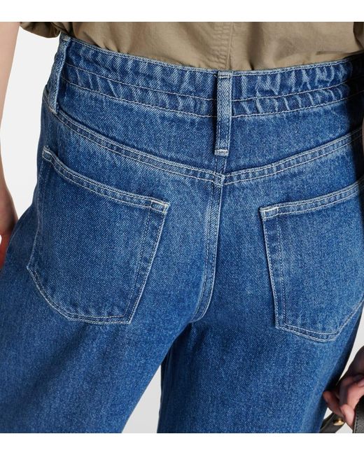 Jeans A Gamba Larga E Vita Alta di FRAME in Blue