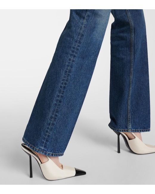 Jeans anchos Clyde de tiro alto Saint Laurent de color Blue