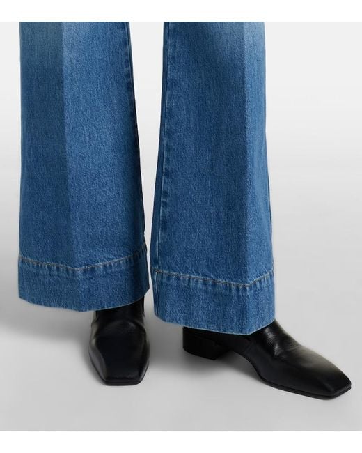 Victoria Beckham Blue Alina Faded Wide-Leg Jeans