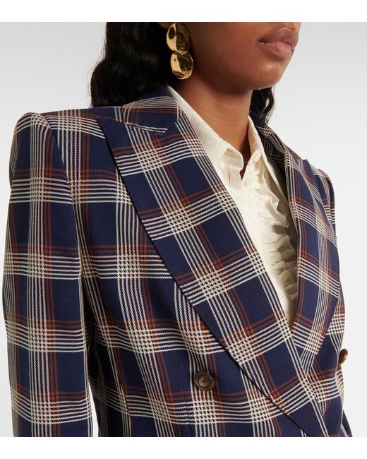 Etro Blue Maxi Check Tweed Jacket