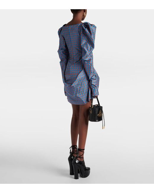 Vivienne Westwood Blue Iwona Checked Taffeta Mini Dress