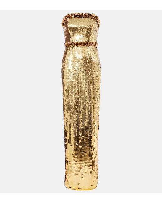 Rebecca Vallance Metallic Golden Hour Sequined Gown