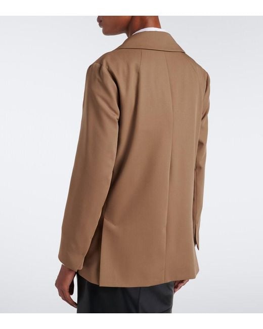 Max Mara Brown Double-Breasted Virgin Wool Blazer