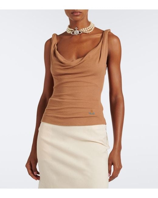 Vivienne Westwood Brown Anna Draped Knitted Tank Top