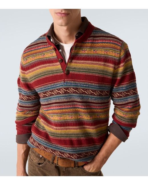 RRL Brown Wool-Blend Jacquard Sweater for men
