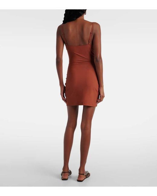 Christopher Esber Red Pierced Orbit Cutout Jersey Minidress