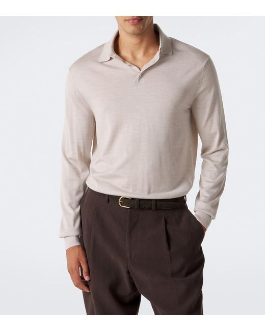 Agnona White Wool, Silk And Cashmere Polo Sweater for men