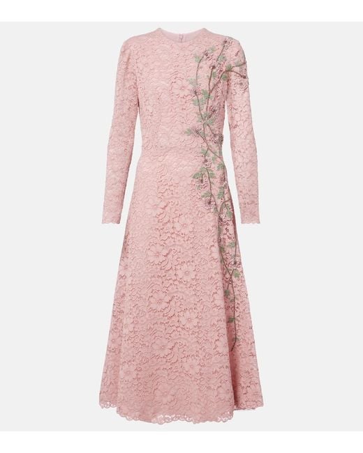 Robe Midi Marlena Brodee En Dentelle Costarellos en coloris Pink