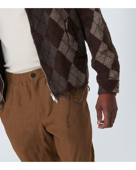 Undercover Brown Argyle Wool-blend Blouson Jacket for men