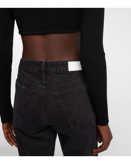 Re/done Black Low-Rise Straight Jeans 70S