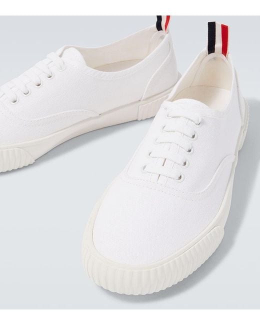 Thom Browne White Heritage Canvas Sneakers for men
