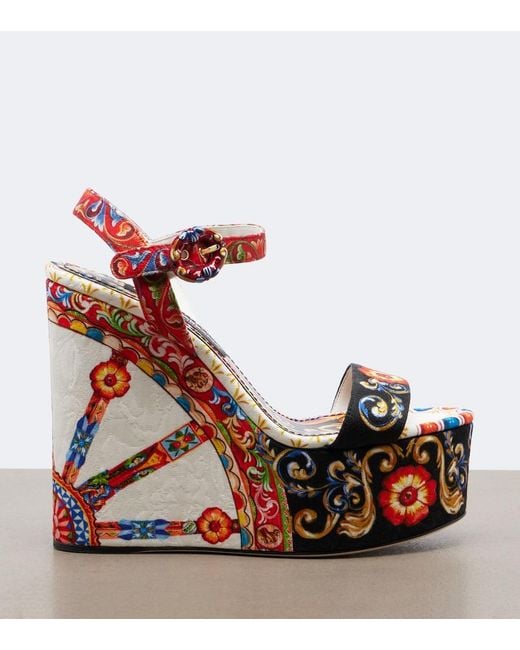 Dolce & Gabbana Red Carretto Platform Sandals