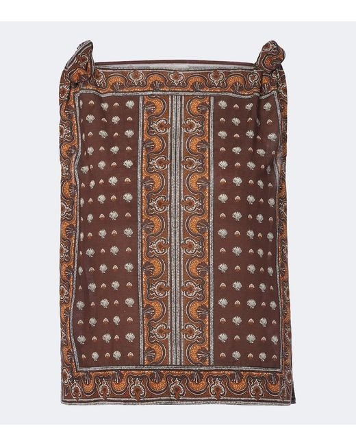 Doen Brown Amalia Printed Cotton Voile Top