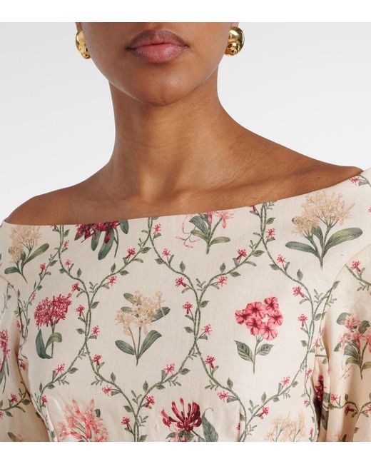 Agua Bendita Natural Floral Linen Top