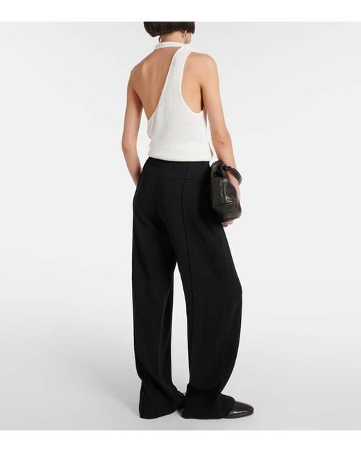 Proenza Schouler Blue Weyes High-Rise Crepe Straight Pants