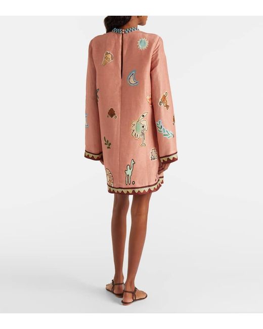 ALÉMAIS Pink X Lrnce Laurence Linen And Silk Minidress