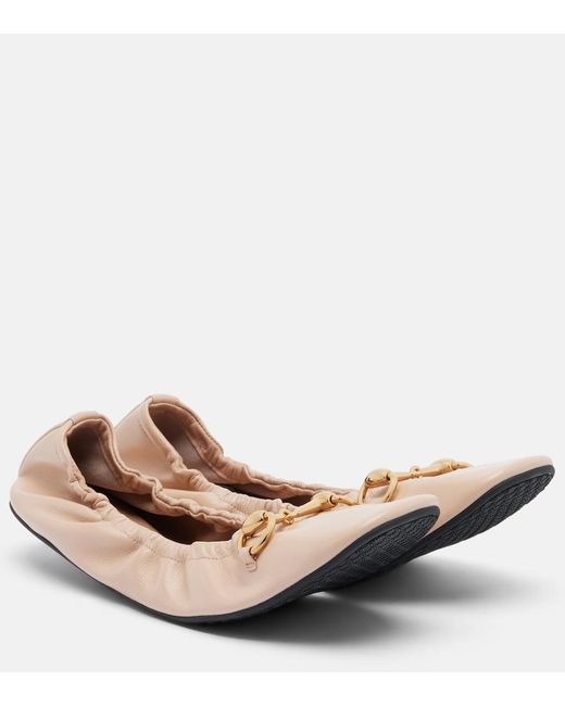 Gucci Brown Prima Horsebit Leather Ballet Flats