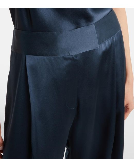 The Sei Blue High-Rise Silk Wide-Leg Pants