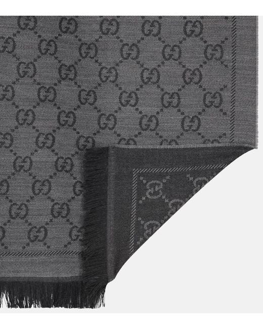 Gucci Gray Gg Motiv Wollschal