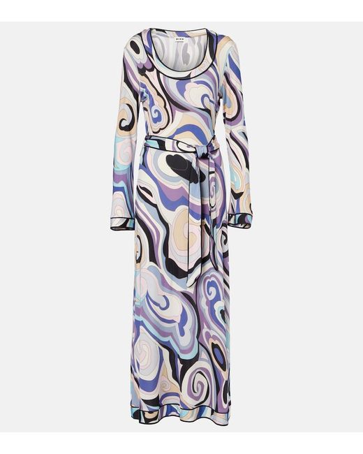 Rixo Blue Vero Printed Maxi Dress