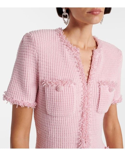 Self-Portrait Pink Embellished Knitted Minidress