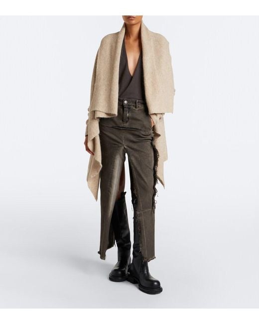 Rick Owens Natural Hooded Alpaca And Wool-Blend Cardigan