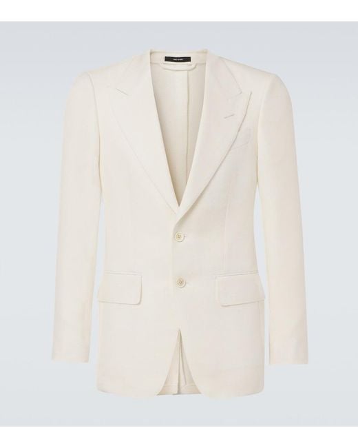 Tom Ford White Shelton Wool, Silk, And Linen Blazer for men