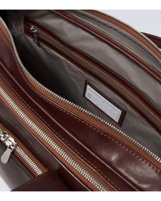 Brunello Cucinelli Brown Leather Briefcase for men