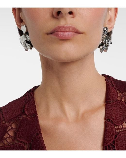 Jennifer Behr Metallic Ayla Floral Earrings