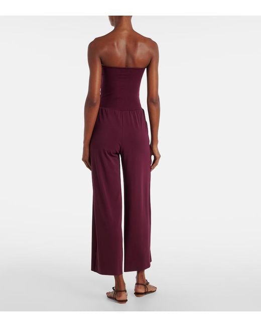 Eres Red Dao Strapless Jersey Jumpsuit