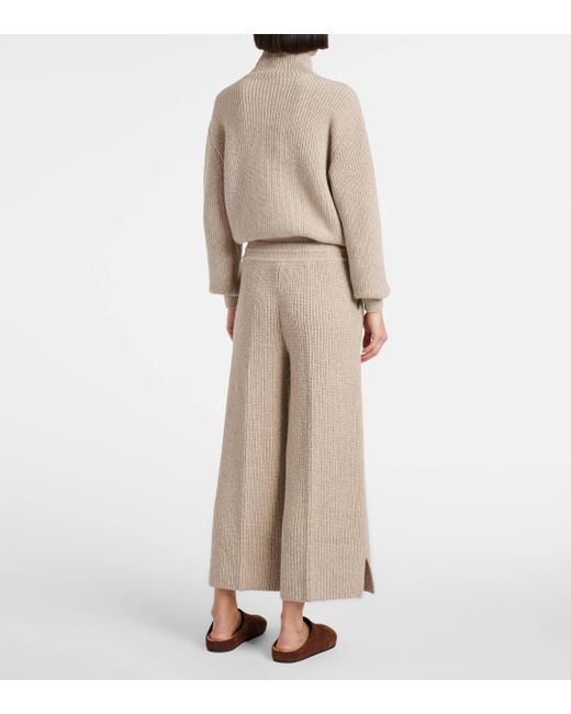 Loro Piana Natural Valduggia Ribbed-knit Cashmere Culottes