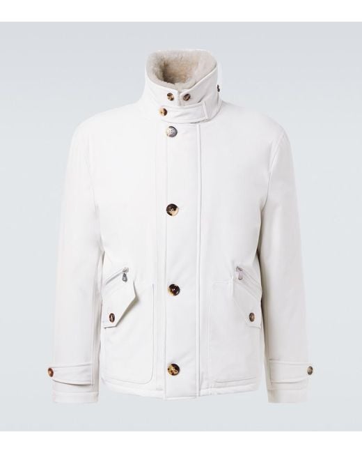 Brunello Cucinelli White Shearling-Lined Jacket for men