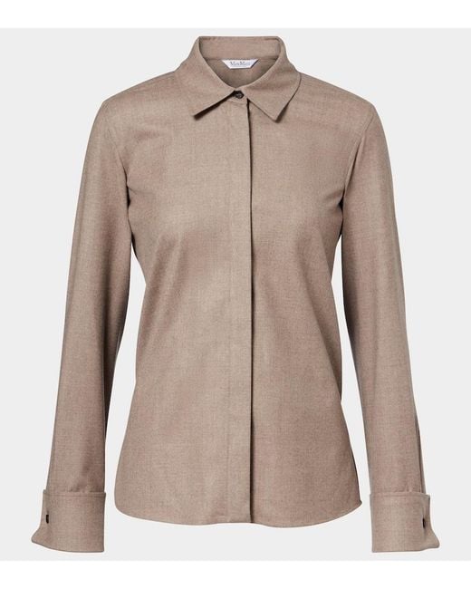 Max Mara Brown Tebaide Cashmere-Blend Shirt