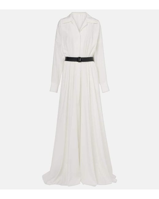 Norma Kamali White Belted Gown