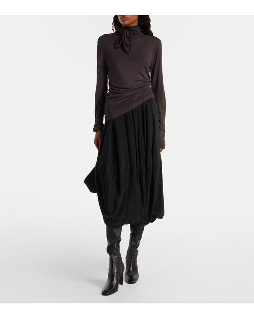 Lemaire Black Tie-Neck Jersey Top