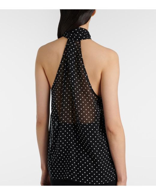 Tom Ford Black Draped Polka-Dot Silk Blouse