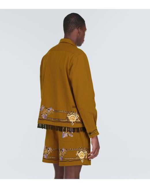 Bode Brown Embroidered Cotton Jacket for men