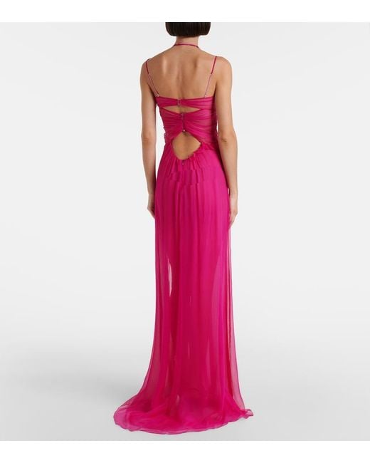 Nensi Dojaka Pink Semi-Sheer Silk Gown