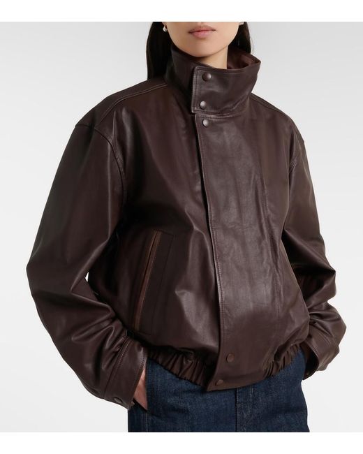 Lemaire Brown Leather Blouson Jacket