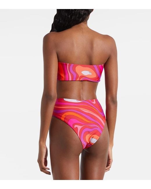 Emilio Pucci Red Bedrucktes Bandeau-Bikini-Oberteil