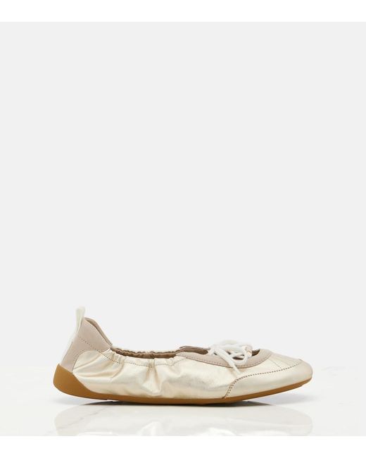 Chloé Natural Kick Metallic Leather Flats